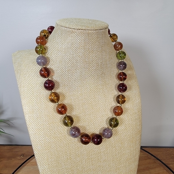 Jewel tone multi color necklace - Picture 9 of 14